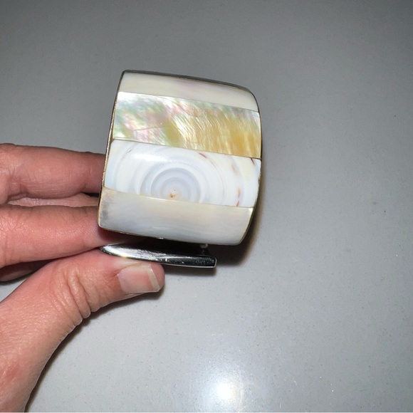 Abalone Agate Onyx Cuff Bracelet Vintage Jewelry - Picture 10 of 12